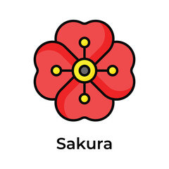 Sakura flower vector design, cherry blossom flower icon in modern style