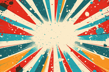 Explosive retro comic style background with red and blue streaks