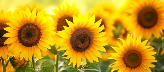 Sunflowers top view background