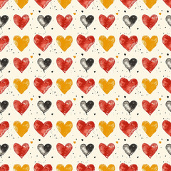 Group of hearts pattern naive hand drawn background, tile, seamless pattern