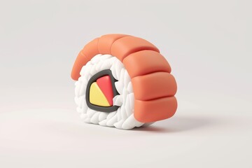 miniature sushi model 3D on white background