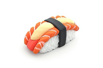 miniature sushi model 3D on white background