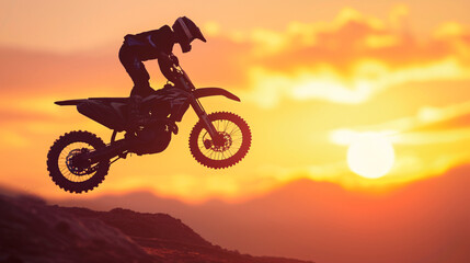 Obraz na płótnie Canvas Blurred silhouette of motocross rider