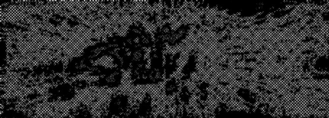 An abstract black and white halftone grunge texture background image.