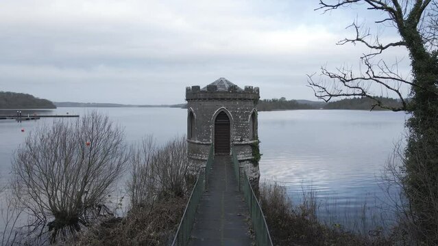 Fishing Temple At Lough Key Lake In County Roscommon, Ireland - Drone Shot