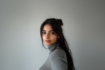Fototapeta premium Beauty brunette girl with long and shiny wavy black hair . Beautiful woman model with 