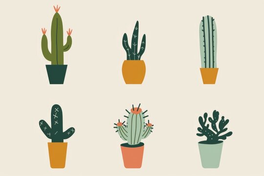 Cactus Watercolor Illustration.Succulent and Cacti Prints Elements
