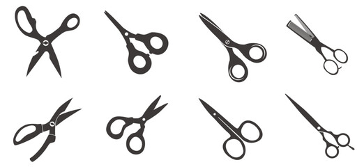 silhouette of black scissors isolated on white background.