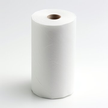 white toilet paper roll on white background