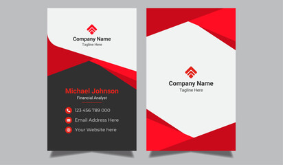 Business card design template, Clean professional business card template, visiting card, vertical business card template.