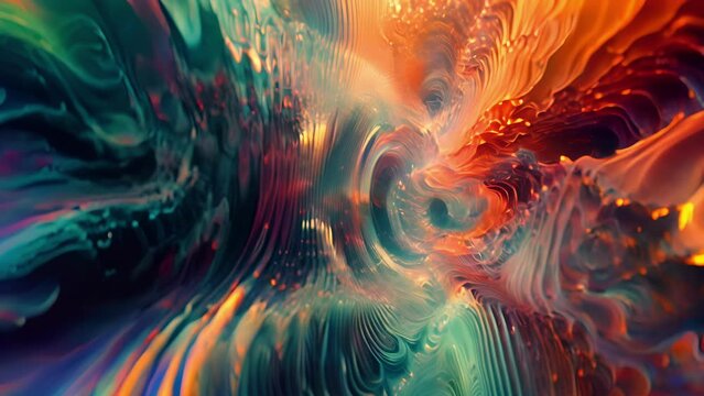 The fluid movements of the concert appear distorted and otherworldly as if viewed through a funhouse mirror in this abstract depiction of the events reflections.