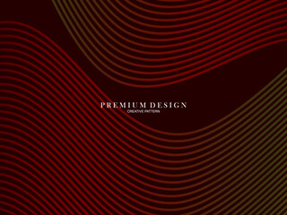 Abstract luxury curved lines overlapping dark red background. Premium award design template.