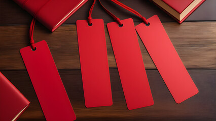 empty red bookmarks mockup  - obrazy, fototapety, plakaty