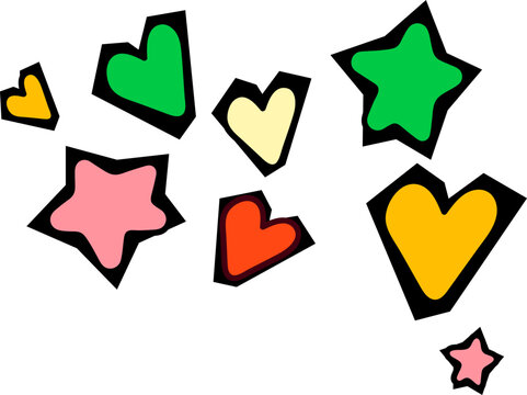 Groovy heart and star element vector