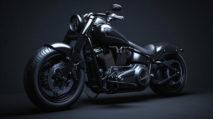 Dark black metallic chopper motorcycle