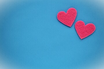 Valentine card with hearts. Postcard. Place for writing. Place for advertising, text. A bright valentine. Symbol of love