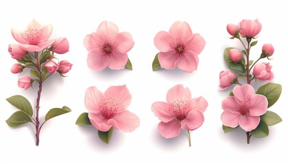 Obraz premium Spring sakura cherry blooming flowers bouquet, Design spring tree illustration
