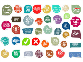 Collection of super sale stickers and tags template 