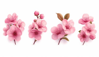 Spring sakura cherry blooming flowers bouquet, Design spring tree illustration