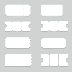 Large set of ticket templates. Ticket to a concert, cinema, circus, coupon. Vector illustration