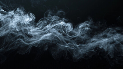 A serene and gauzy stream of smoke, gently drifting against a dark background, portraying a mystical and celestial atmosphere, with a subtle and transparent texture Created Using serene smoke p - obrazy, fototapety, plakaty