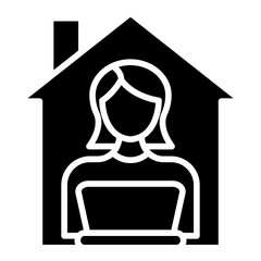 Women Working at Home Icon Style