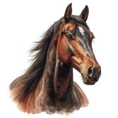 Bald Face Colt Horse Mare Being On White Background, Illustrations Images