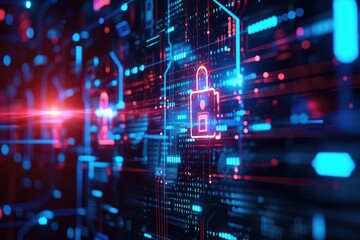 Fototapeta premium Data protection and cyber security with cyber background