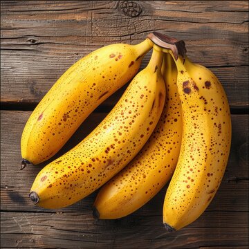 Bananas Isolated On Wooden Background Selective On White Background, Illustrations Images