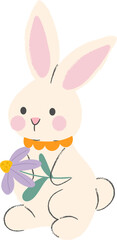 Obraz na płótnie Canvas Cute rabbit with flower illustration vector