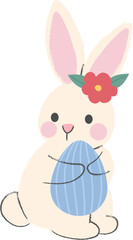 Cute rabbit with easter egg illustration vector