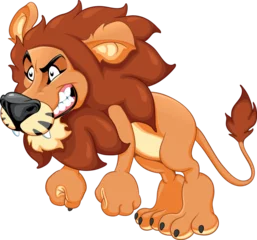 Fototapeten Funny angry lion showing teeth. Vector cartoon isolated character with transparent background.  © ddraw