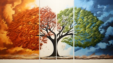 Season change on tree, represent change time through year