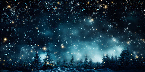 Naklejka premium Snow covered ground at night