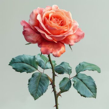 Beautiful Rose On White Background, Illustrations Images