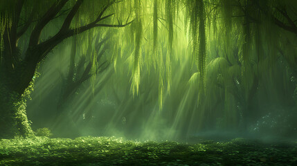Fototapeta premium Colorful and beautiful magical forest illustrations