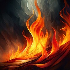 a digital illustration showcasing the dance of fire flames against a dark background. Experiment with varying intensities of light to create a mesmerizing and atmospheric effect. 