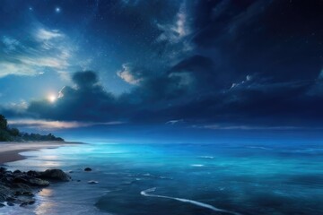 view of the sea at nigt