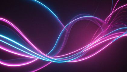 3d render, abstract pink blue neon background, unfocused curvy glowing lines and bokeh lights, ultraviolet wallpaper