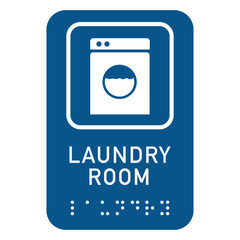 Laundry Room Sign with Braille Vector sign design. Isolated Braille Inclusive Notice for the Laundry Area sticker design.