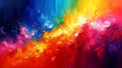 Poster Abstract colorful background with oil paint splashes. Colorful background. © suwandee