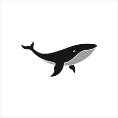 Humpback whale logo, sea mammal icon silhouette animal sign and symbol