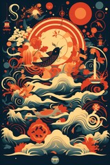 Naklejka premium infographic poster. abstract. Chinese New Year.