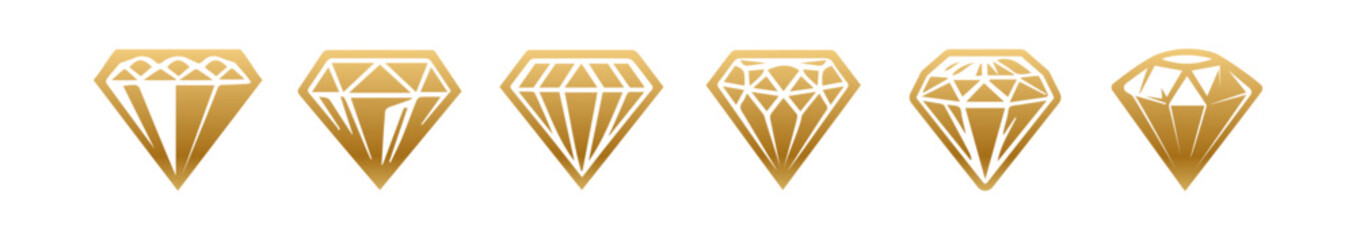 Diamond icon Set vector design Premium diamond, golden Diamond icon - obrazy, fototapety, plakaty