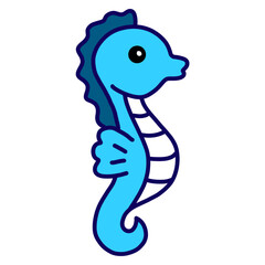  Seahorse doodle, hand drawn