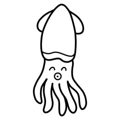 Black and White Squid for coloring