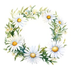 watercolor holly wreath with red berries on white