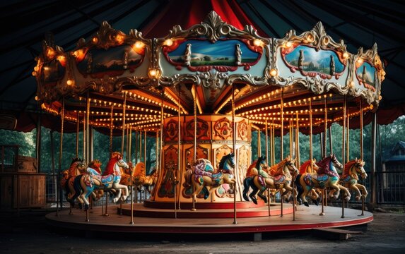 Cheerful Carnival Merry Go Round Spin