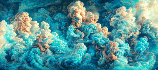 Fototapeta na wymiar Abstract twilight fantasy of sky blue clouds panoramic background.