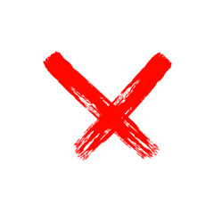 Red Brush Stroke X Sign